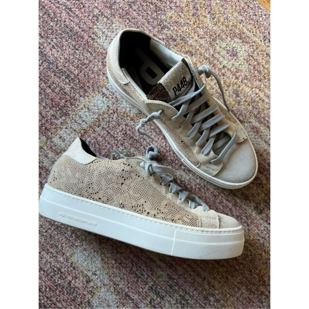 P448 Beige Lace Sneakers